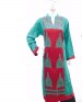 Red & Teal Blue Designer Kurti - 014